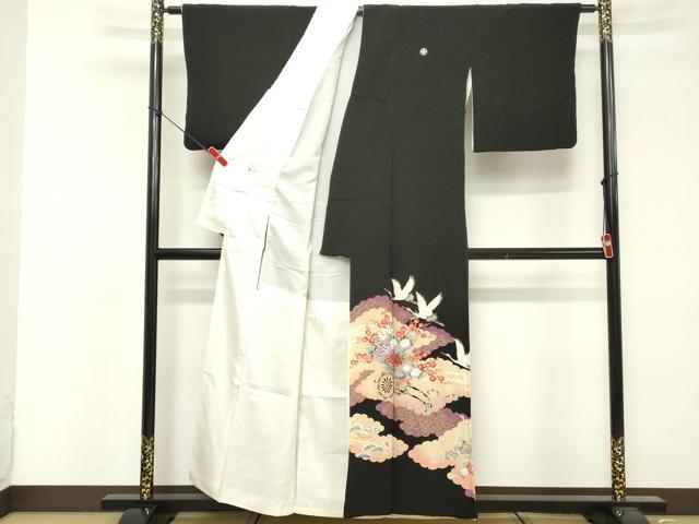 平和屋着物■豪華黒留袖 駒刺繍 花車文 金彩 正絹 逸品 DABF4212cd