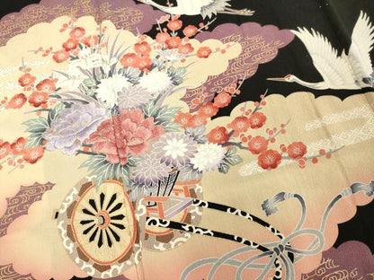 平和屋着物■豪華黒留袖 駒刺繍 花車文 金彩 正絹 逸品 DABF4212cd