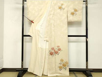 平和屋着物■訪問着 手描き 草花文 正絹 逸品 DABF4215cd
