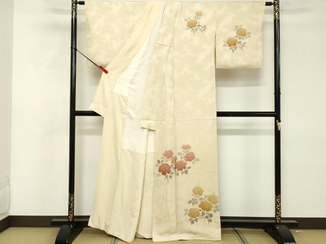 平和屋着物■訪問着 手描き 草花文 正絹 逸品 DABF4215cd