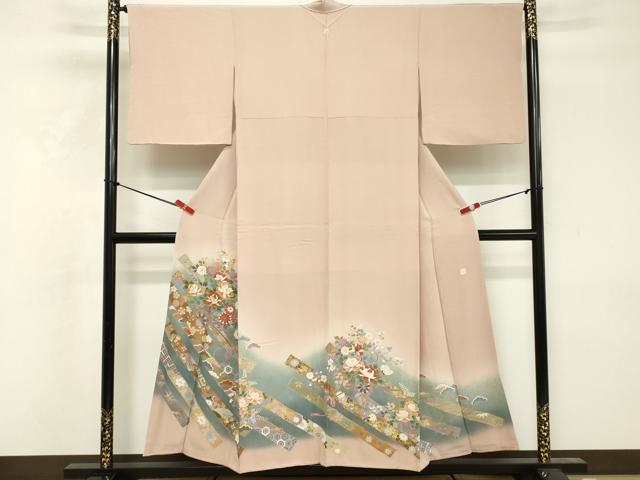 平和屋着物■豪華色留袖 駒刺繍 花車文 暈し染め 金彩 正絹 逸品 DABF4216cd
