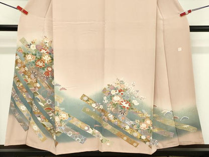 平和屋着物■豪華色留袖 駒刺繍 花車文 暈し染め 金彩 正絹 逸品 DABF4216cd