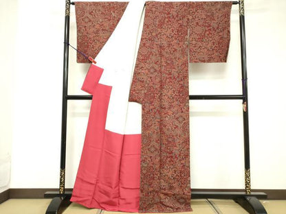 平和屋着物■上質な小紋 更紗花文 正絹 逸品 未使用 DABF4217cd