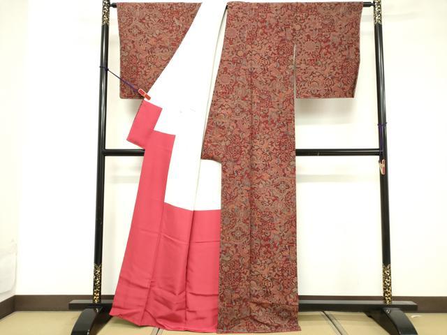 平和屋着物■上質な小紋 更紗花文 正絹 逸品 未使用 DABF4217cd