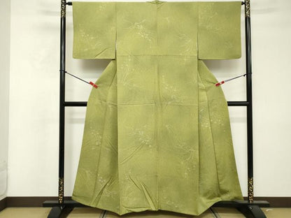 平和屋着物■上質な小紋 地紋起こし 草葉文 正絹 逸品 DABF4219cd
