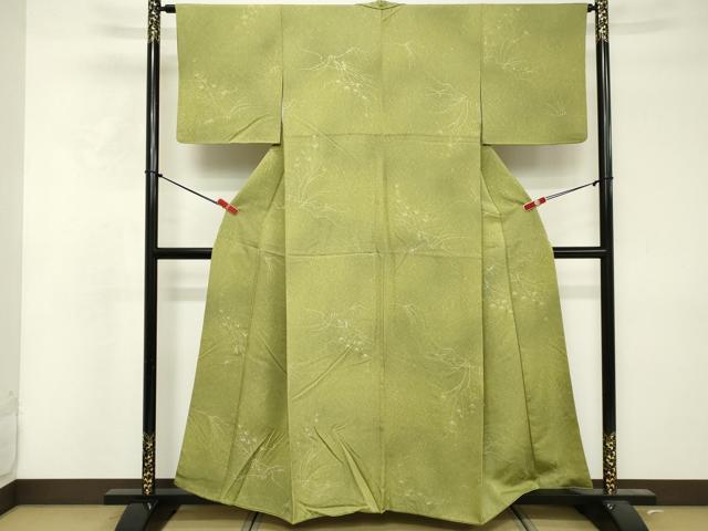 平和屋着物■上質な小紋 地紋起こし 草葉文 正絹 逸品 DABF4219cd
