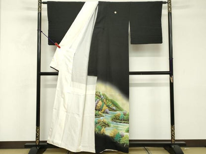平和屋着物■豪華黒留袖 作家物 遠山風景文 暈し染め 正絹 逸品 DABF4229cd