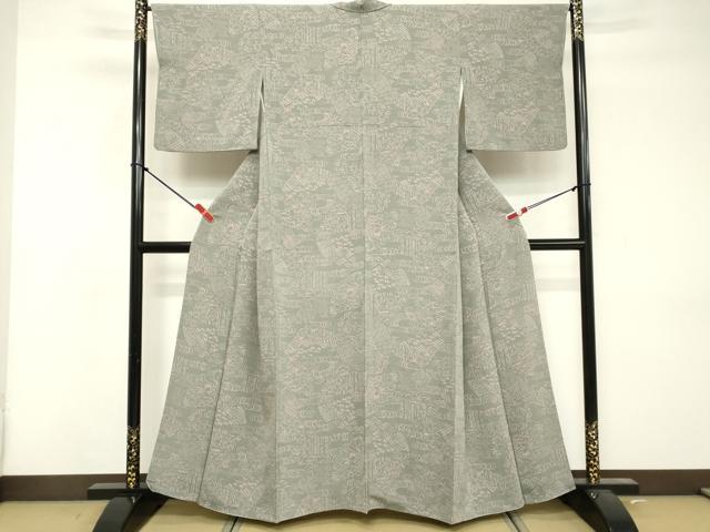 平和屋着物■上質な小紋 流水花文 鬼しぼ縮緬 正絹 逸品 DABF4241cd