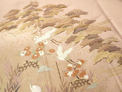 平和屋着物■豪華色留袖 刺繍 飛鶴松文 暈し染め 金彩 正絹 逸品 DABF4244cd
