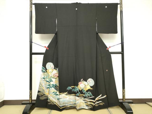 平和屋着物■豪華黒留袖 作家物 駒刺繍 地紙花文 暈し染め 金彩 正絹 逸品 DABF4245cd