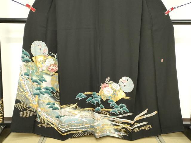 平和屋着物■豪華黒留袖 作家物 駒刺繍 地紙花文 暈し染め 金彩 正絹 逸品 DABF4245cd