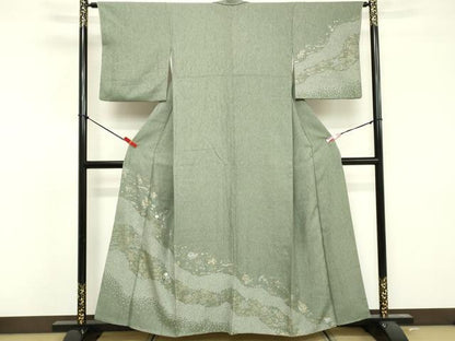 平和屋着物■訪問着　絞り　刺繍　道長花文　金銀彩　正絹　逸品　DABF4256cd