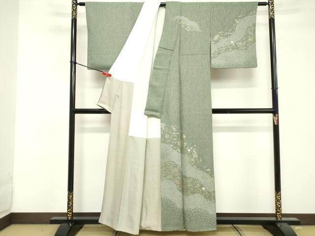 平和屋着物■訪問着　絞り　刺繍　道長花文　金銀彩　正絹　逸品　DABF4256cd