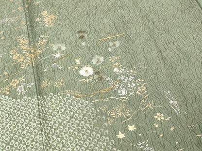 平和屋着物■訪問着　絞り　刺繍　道長花文　金銀彩　正絹　逸品　DABF4256cd