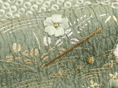 平和屋着物■訪問着　絞り　刺繍　道長花文　金銀彩　正絹　逸品　DABF4256cd