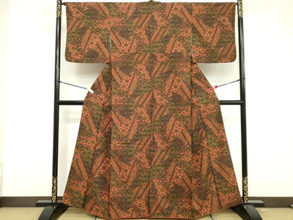 平和屋着物■本場染大島紬 更紗花文 正絹 逸品 DABF4259cd