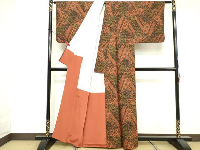 平和屋着物■本場染大島紬 更紗花文 正絹 逸品 DABF4259cd