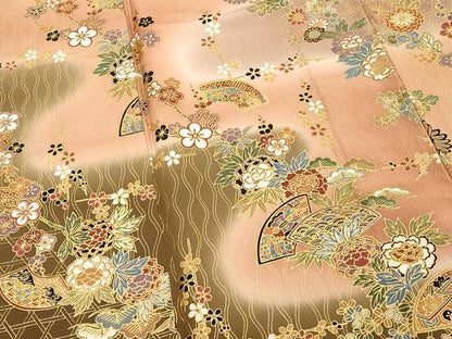平和屋着物■訪問着 地紙花文 暈し染め 金彩 正絹 逸品 DABF4267cd