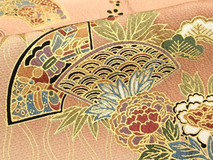 平和屋着物■訪問着 地紙花文 暈し染め 金彩 正絹 逸品 DABF4267cd