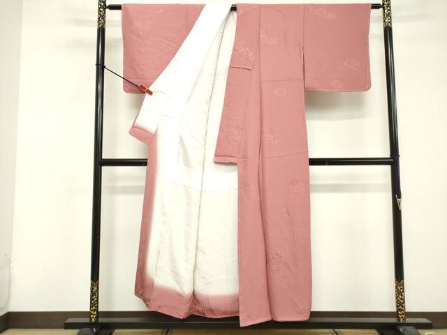 平和屋着物■上質な色無地 亀甲花地紋 紅梅色 正絹 逸品 DABF4270cd