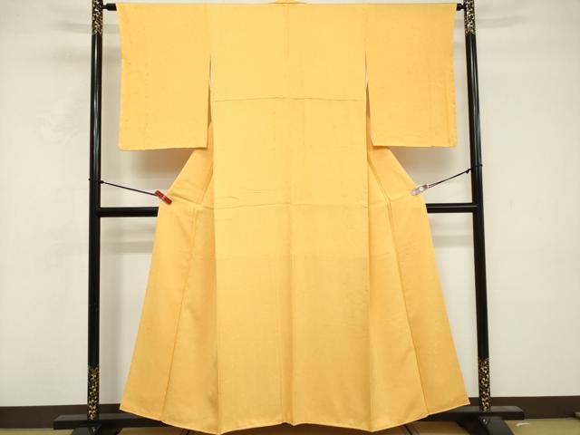 平和屋着物■上質な色無地 舞葉地紋 支子色 正絹 逸品 未使用 DABF4272cd