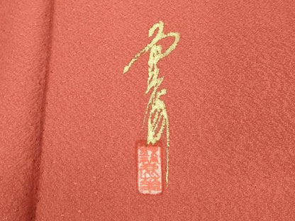 平和屋着物■上質な色無地 作家物 浅緋色 正絹 逸品 未使用 DABF4280cd