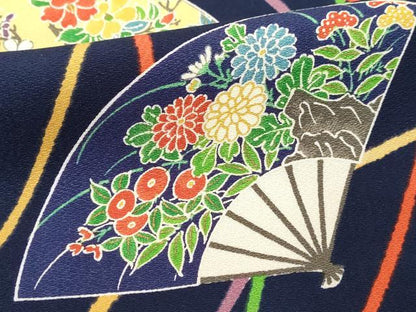 平和屋着物■上質な小紋 扇面花文 金彩 正絹 逸品 未使用 DABF4283cd