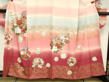 平和屋着物■豪華振袖　花丸文　暈し染め　金彩　正絹　逸品　DABF4292cd