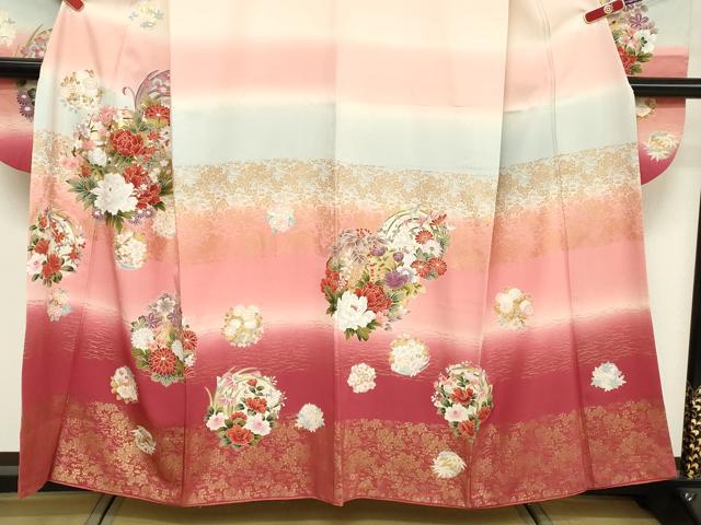 平和屋着物■豪華振袖　花丸文　暈し染め　金彩　正絹　逸品　DABF4292cd