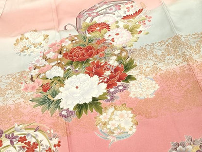平和屋着物■豪華振袖　花丸文　暈し染め　金彩　正絹　逸品　DABF4292cd
