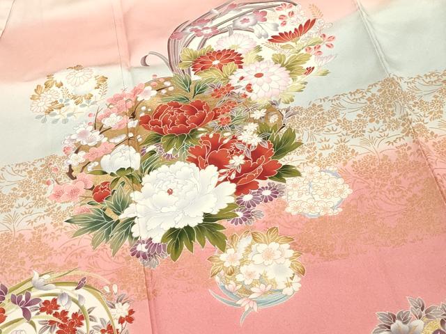 平和屋着物■豪華振袖　花丸文　暈し染め　金彩　正絹　逸品　DABF4292cd