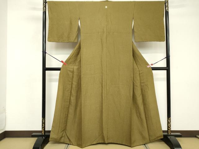 平和屋着物■上質な色無地　油色　正絹　逸品　DABF4296cd