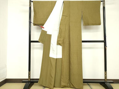 平和屋着物■上質な色無地　油色　正絹　逸品　DABF4296cd