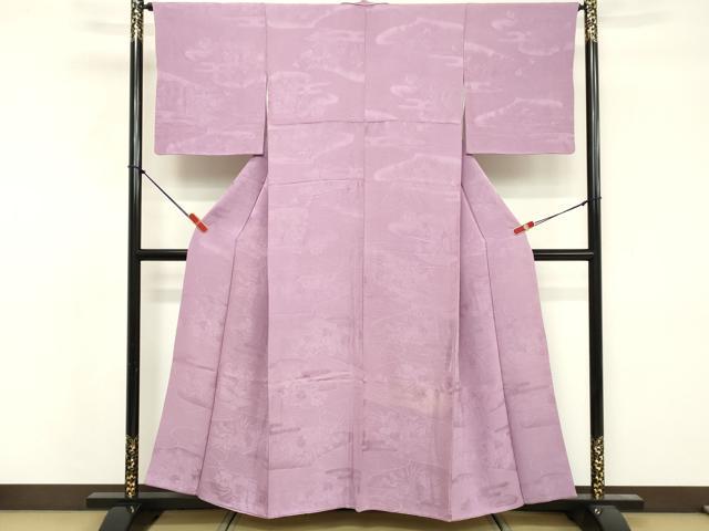平和屋着物■上質な色無地　草花地紋　紅藤色　正絹　逸品　DABF4298cd