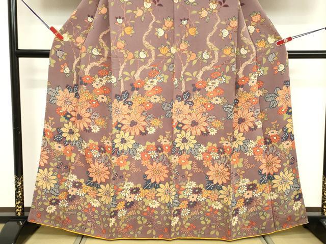 平和屋着物■訪問着　舞花文　鬼しぼ縮緬　正絹　逸品　DABF4303cd