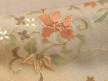 平和屋着物■訪問着　刺繍　花唐草文　暈し染め　金彩　正絹　逸品　DABF4306cd