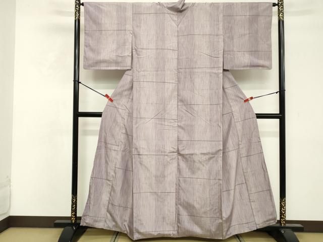 平和屋着物■上質な紬　格子　正絹　逸品　DABF4308cd
