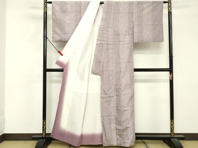 平和屋着物■上質な紬　格子　正絹　逸品　DABF4308cd