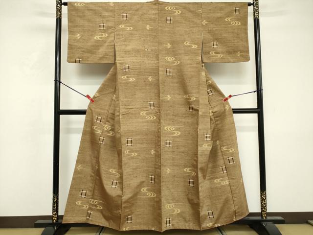平和屋着物■上質な紬　井桁絣　正絹　逸品　DABF4309cd