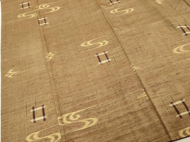 平和屋着物■上質な紬　井桁絣　正絹　逸品　DABF4309cd