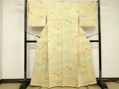 平和屋着物■上質な小紋　総絞り　流水花文　正絹　逸品　DABF4310cd