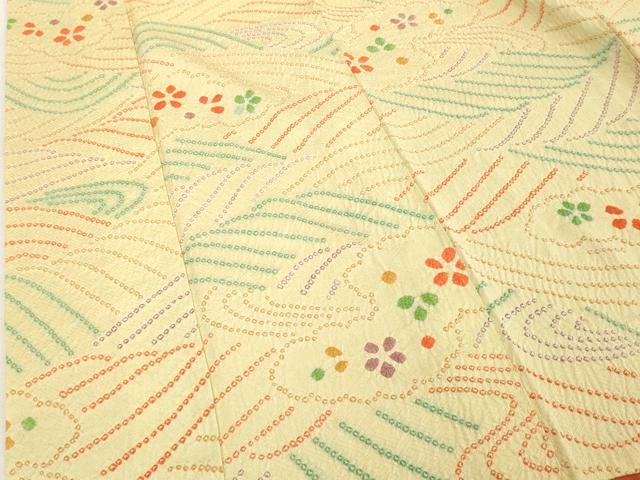 平和屋着物■上質な小紋　総絞り　流水花文　正絹　逸品　DABF4310cd