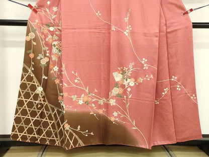 平和屋着物■訪問着　枝花文　暈し染め　金彩　正絹　逸品　DABF4317cd