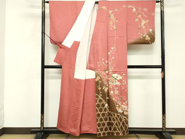 平和屋着物■訪問着　枝花文　暈し染め　金彩　正絹　逸品　DABF4317cd