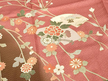 平和屋着物■訪問着　枝花文　暈し染め　金彩　正絹　逸品　DABF4317cd