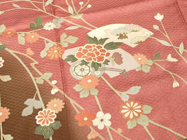 平和屋着物■訪問着　枝花文　暈し染め　金彩　正絹　逸品　DABF4317cd