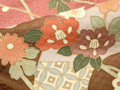 平和屋着物■訪問着　枝花文　暈し染め　金彩　正絹　逸品　DABF4317cd
