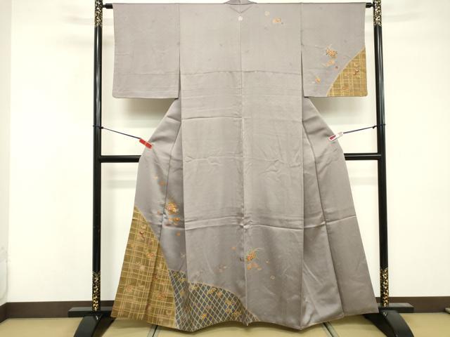 平和屋着物■訪問着　駒刺繍　花籠文　金彩　正絹　逸品　DABF4320cd