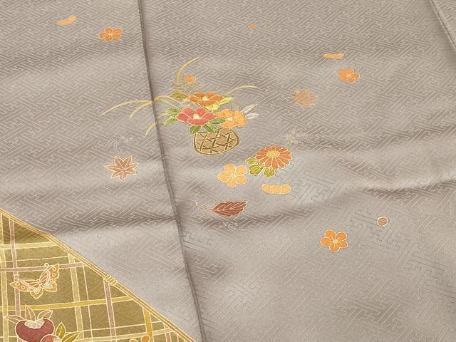 平和屋着物■訪問着　駒刺繍　花籠文　金彩　正絹　逸品　DABF4320cd