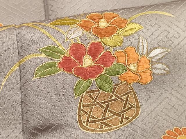 平和屋着物■訪問着　駒刺繍　花籠文　金彩　正絹　逸品　DABF4320cd